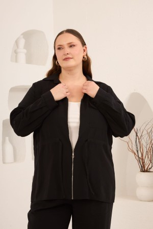 BLACK MODAL FABRIC JACKET 186019