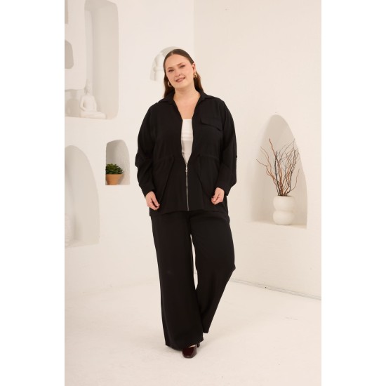 BLACK MODAL FABRIC JACKET 186014