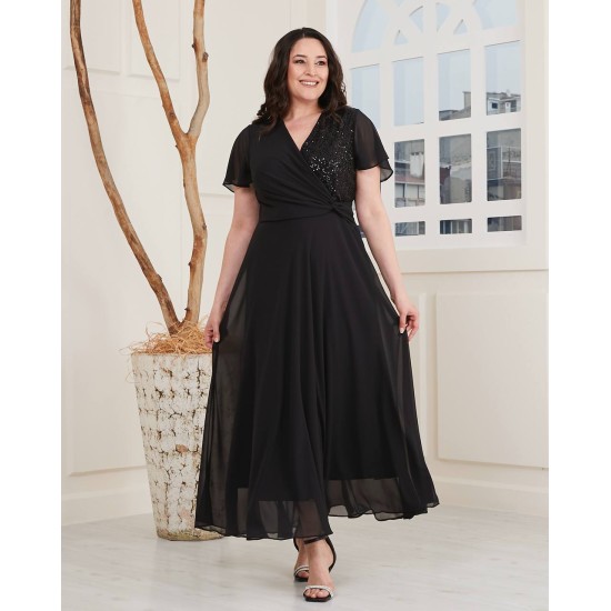 SİYAH ELBİSE ŞİFON KUMAŞ