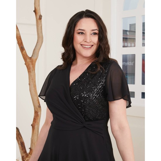 SİYAH ELBİSE ŞİFON KUMAŞ