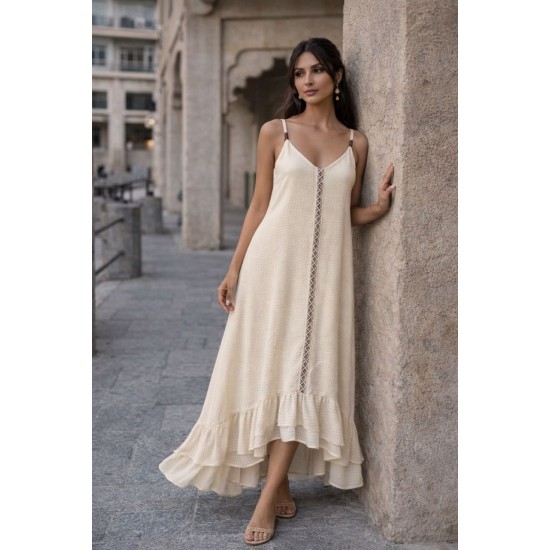 ETAMINE FABRIC SPAGHETTI STRAP DRESS 190650