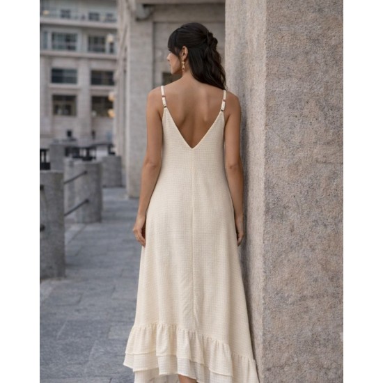 ETAMINE FABRIC SPAGHETTI STRAP DRESS 190650