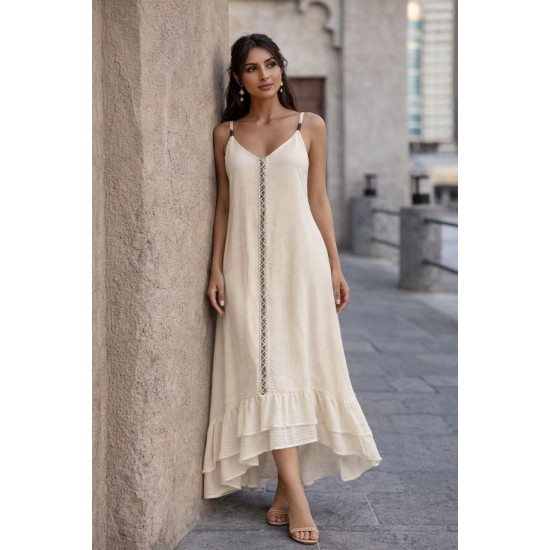 ETAMINE FABRIC SPAGHETTI STRAP DRESS 190650