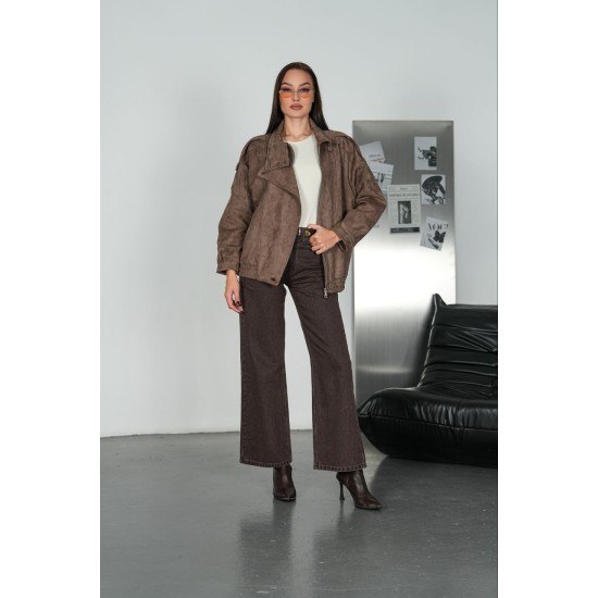 IMPORTED SUEDE FABRIC ZIP-UP JACKET 192306