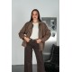 IMPORTED SUEDE FABRIC ZIP-UP JACKET 192306