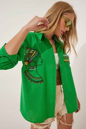 114172 TOPTAN YEŞİL GÖMLEK