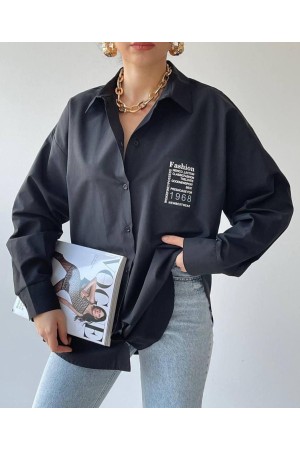 114316 TOPTAN SİYAH GÖMLEK