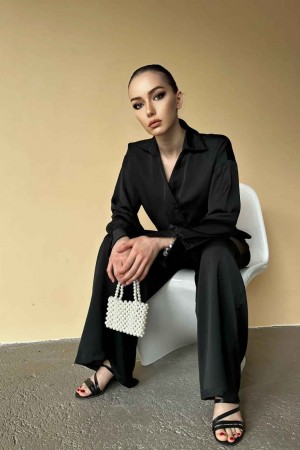 114380 TOPTAN SİYAH PANTOLON TAKIM