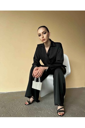 114380 TOPTAN SİYAH PANTOLON TAKIM