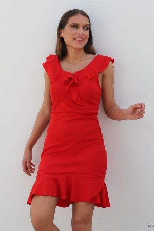 116025 TOPTAN KIRMIZI ELBİSE