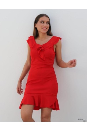 116025 TOPTAN KIRMIZI ELBİSE