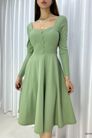 116056 TOPTAN SU YEŞİL ELBİSE