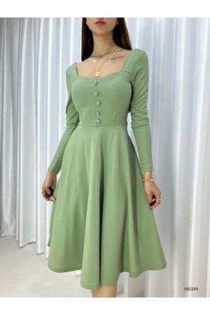 116056 TOPTAN SU YEŞİL ELBİSE