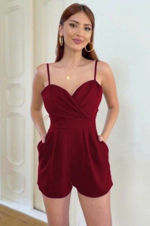 116178 burgundy OVERALLS