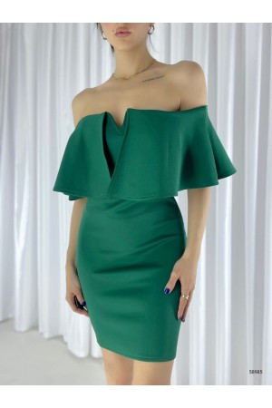 116235 TOPTAN ZÜMRÜT YEŞİL ELBİSE