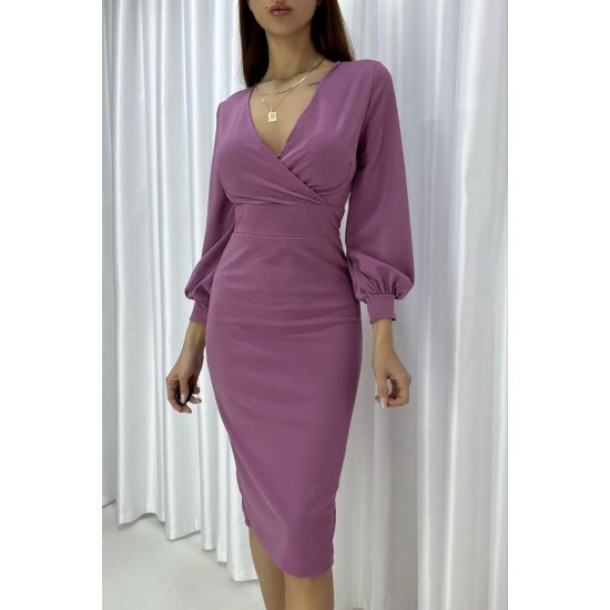 116242 TOPTAN LİLA ELBİSE