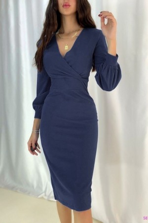 116246 TOPTAN LACİVERT ELBİSE