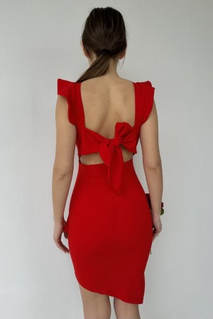 116330 TOPTAN KIRMIZI ELBİSE