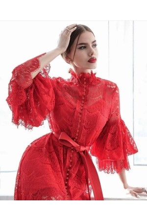 116446 TOPTAN KIRMIZI ELBİSE