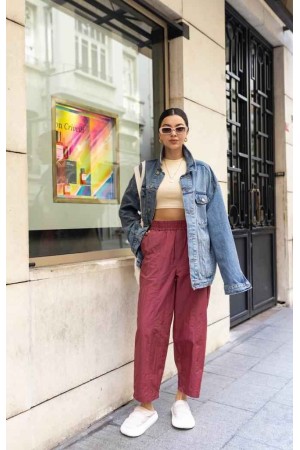 117001 TOPTAN BORDO PANTOLON