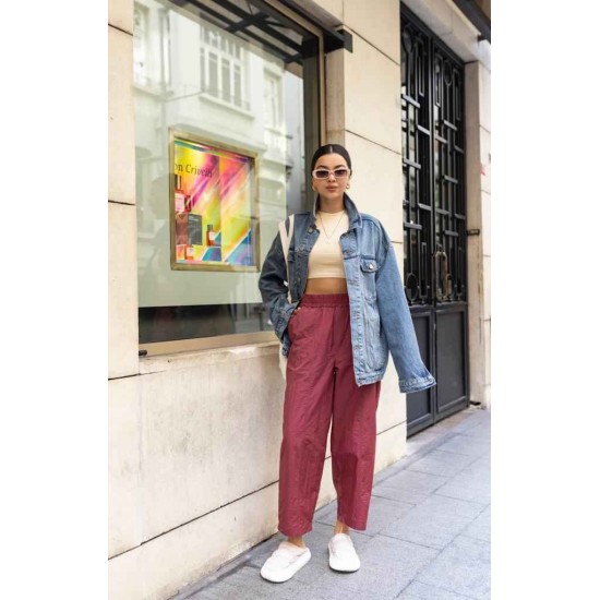 117001 burgundy TROUSERS