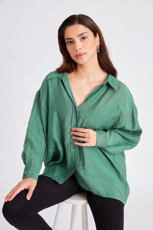 117043 TOPTAN YEŞİL GÖMLEK