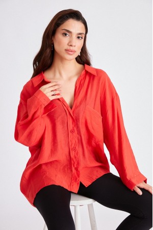 117051 TOPTAN KIRMIZI GÖMLEK