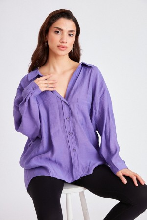 117056 TOPTAN LİLA GÖMLEK