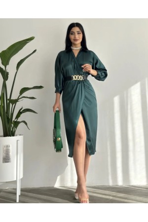 117872 TOPTAN YEŞİL ELBİSE