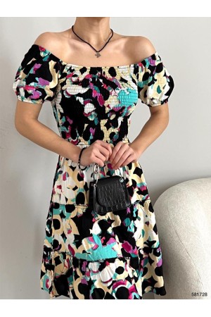 118595 TOPTAN DESENLİ ELBİSE
