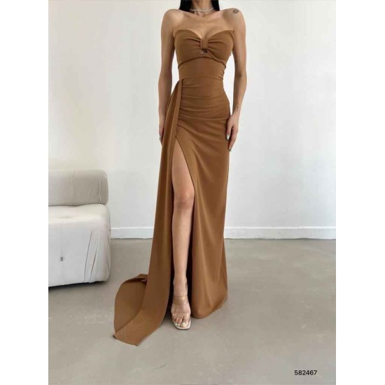 118782 coffee Evening dress