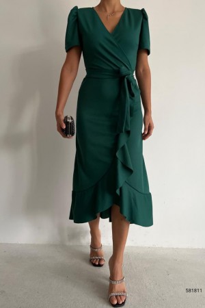 119131 TOPTAN ZÜMRÜT YEŞİL ELBİSE