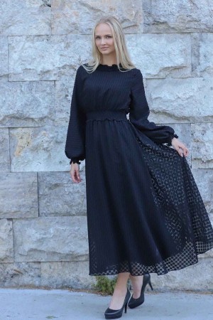 141663 TOPTAN SİYAH ELBİSE