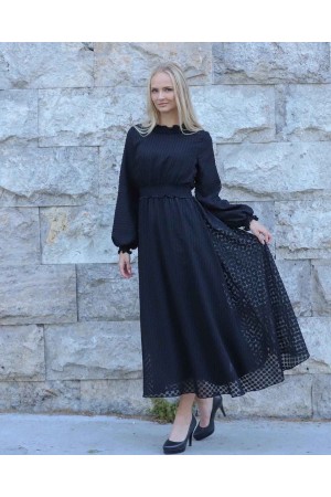 141663 TOPTAN SİYAH ELBİSE