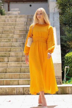 141664 TOPTAN SARI ELBİSE