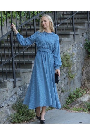 141665 TOPTAN MAVİ ELBİSE