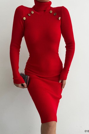 141761 TOPTAN KIRMIZI ELBİSE