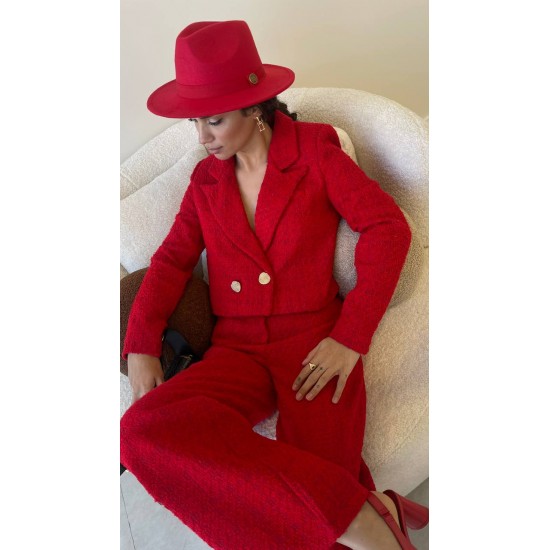 142006 red Pants suit