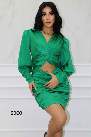 143850 TOPTAN YEŞİL ELBİSE