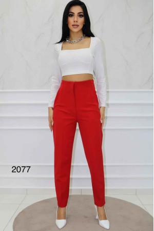 143857 TOPTAN KIRMIZI PANTOLON