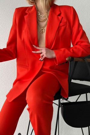 144264 TOPTAN KIRMIZI PANTOLON TAKIM