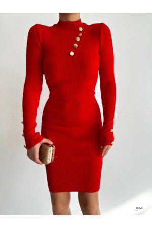 144743 TOPTAN KIRMIZI ELBİSE