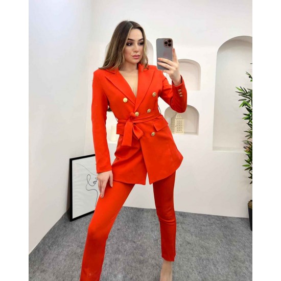144773 orange Pants suit