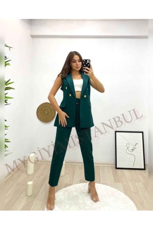 146881 TOPTAN ZÜMRÜT YEŞİL PANTOLON TAKIM