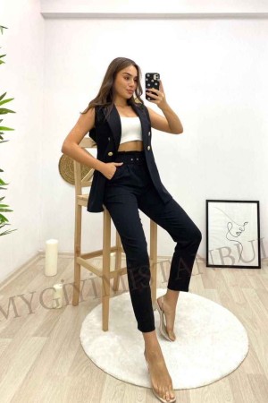 146882 TOPTAN SİYAH PANTOLON TAKIM
