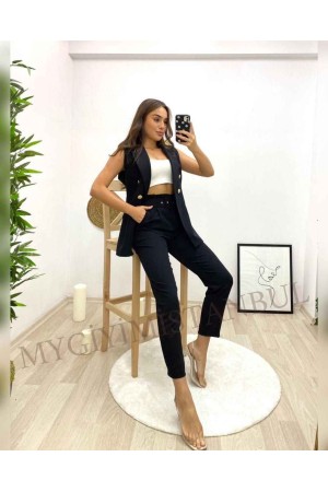 146882 TOPTAN SİYAH PANTOLON TAKIM