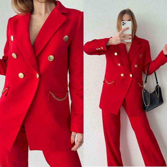 146900 TOPTAN KIRMIZI PANTOLON TAKIM