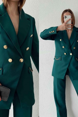 146902 TOPTAN ZÜMRÜT YEŞİL PANTOLON TAKIM