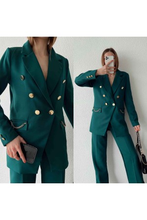 146902 TOPTAN ZÜMRÜT YEŞİL PANTOLON TAKIM