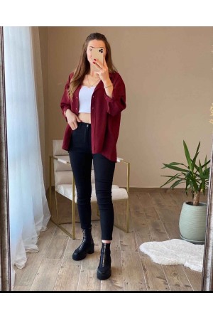 147065 TOPTAN BORDO GÖMLEK